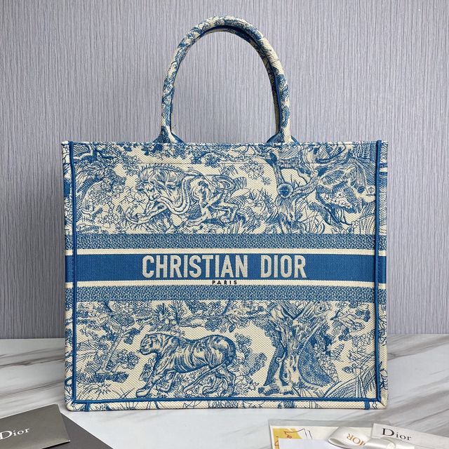 Dior original canvas large book tote bag M1286-4 blue