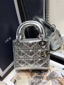 Dior original lambskin mini lady bag M0505 silver