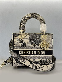 Dior original canvas medium lady bag M0565-5 black