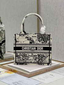 Dior original canvas small book tote bag M1265 black&white