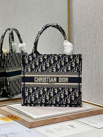 Dior original canvas small book tote bag M1265 bllue