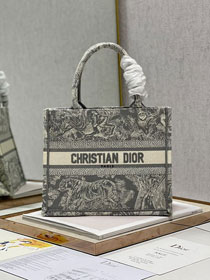 Dior original canvas small book tote bag M1265-2 light gray