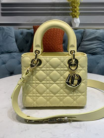 Dior original lambskin small my ABCdior bag M0538 light yellow