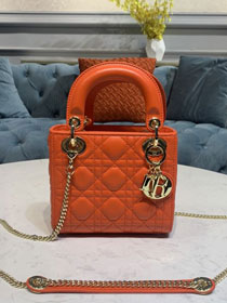 Dior original lambskin&suede mini lady dior bag M0505-3 orange