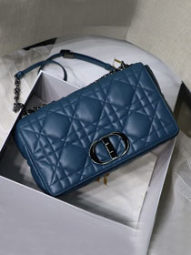 Dior original macrocannage calfskin large caro bag M9243 blue