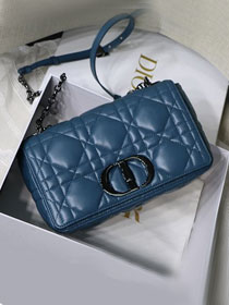 Dior original macrocannage calfskin medium caro bag M9242 blue