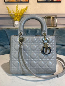 Dior original lambskin medium lady dior bag M0565 light grey