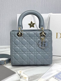 Dior original lambskin medium lady dior bag M0565-3 light blue