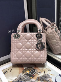 Dior original lambskin mini lady dior bag M0505-2 light pink