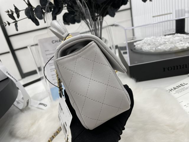 CC original lambskin top handle flap bag bag AS2431 grey