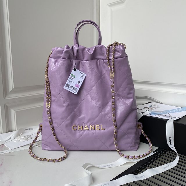 2022 CC original shiny calfskin 22 backpack AS3313 purple