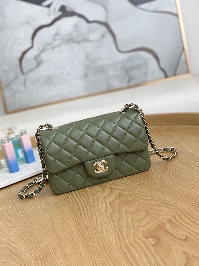 CC original lambskin mini flap bag A69900 khaki green