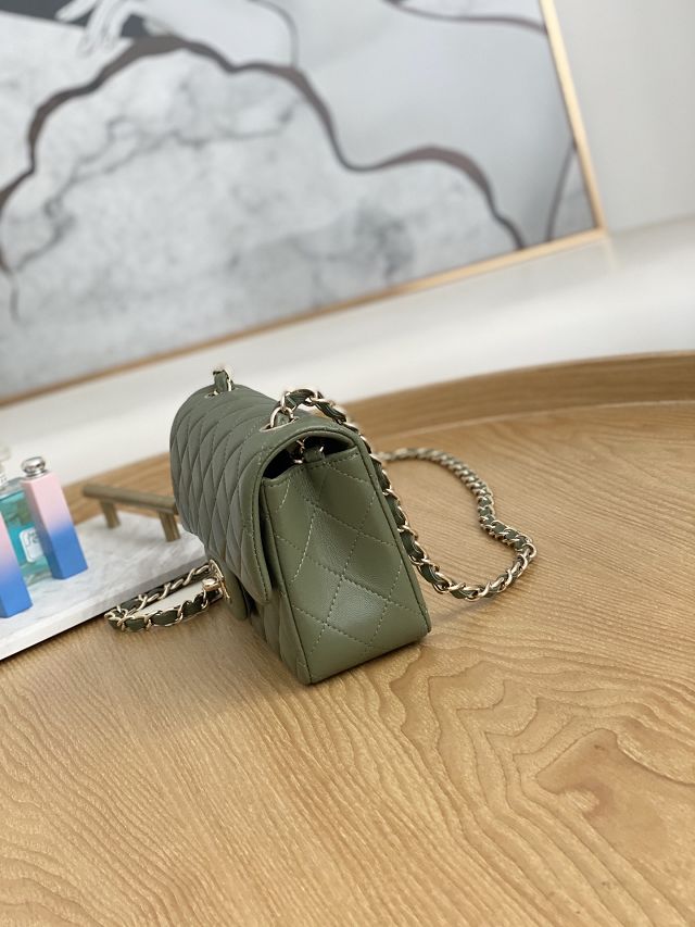 CC original lambskin mini flap bag A69900 khaki green