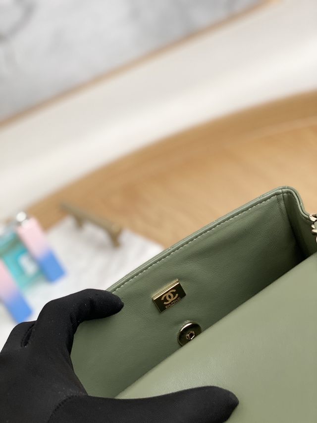 CC original lambskin mini flap bag A69900 khaki green