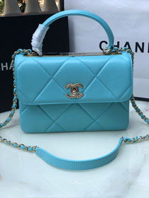 CC original lambskin top handle flap bag A92236-3 blue