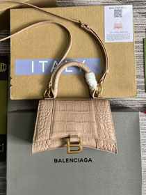 2022 GG original crocodile calfskin hacker project mini hourglass bag 5928331 apricot