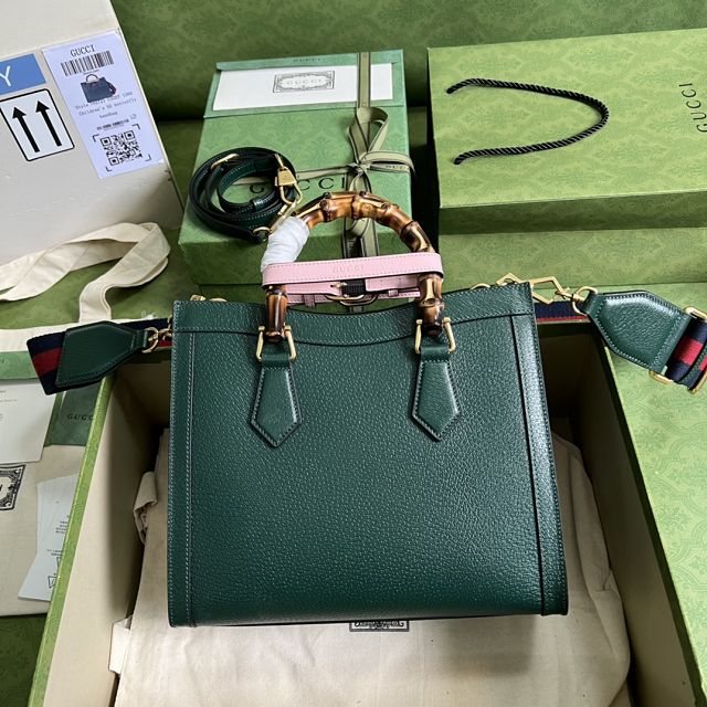 GG original calfskin diana small tote bag 702721 green