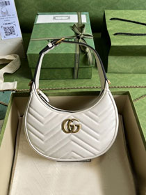 2022 GG original calfskin marmont half-moon-shaped mini bag 699514 white