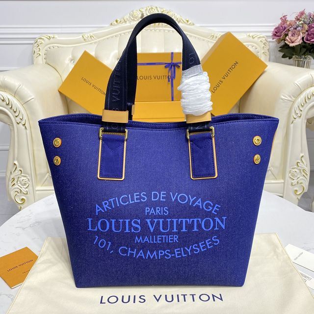 Louis vuitton original denim medium shopping bag m94144 blue