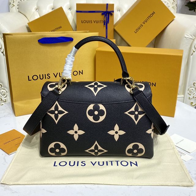 Louis vuitton original calfskin madeleine MM handbag M46041 black&apricot