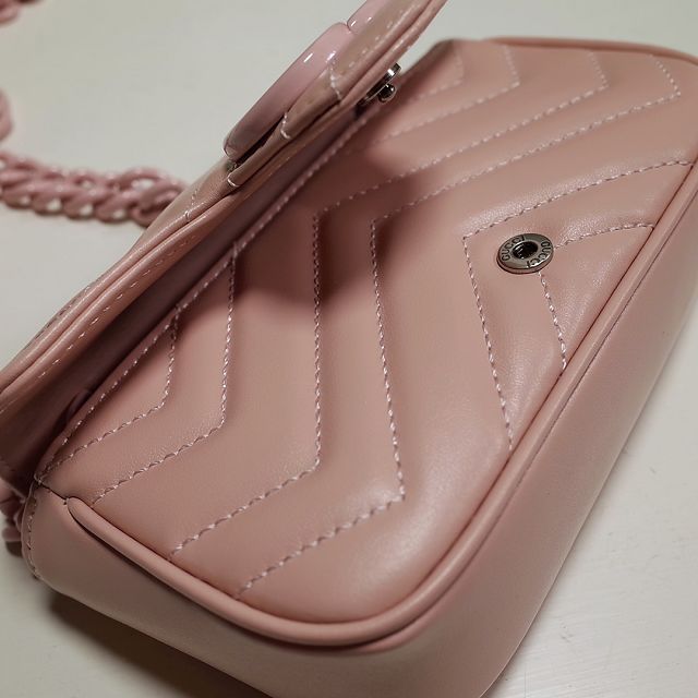 2022 GG original calfskin marmont belt bag 699757 pink