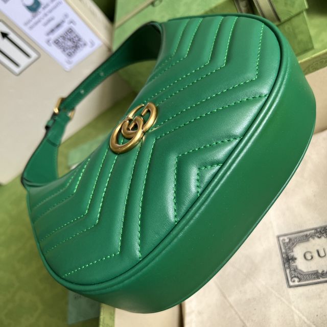 2022 GG original calfskin marmont half-moon-shaped mini bag 699514 green