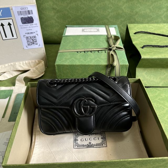 2022 GG original calfskin marmont mini bag 446744 black