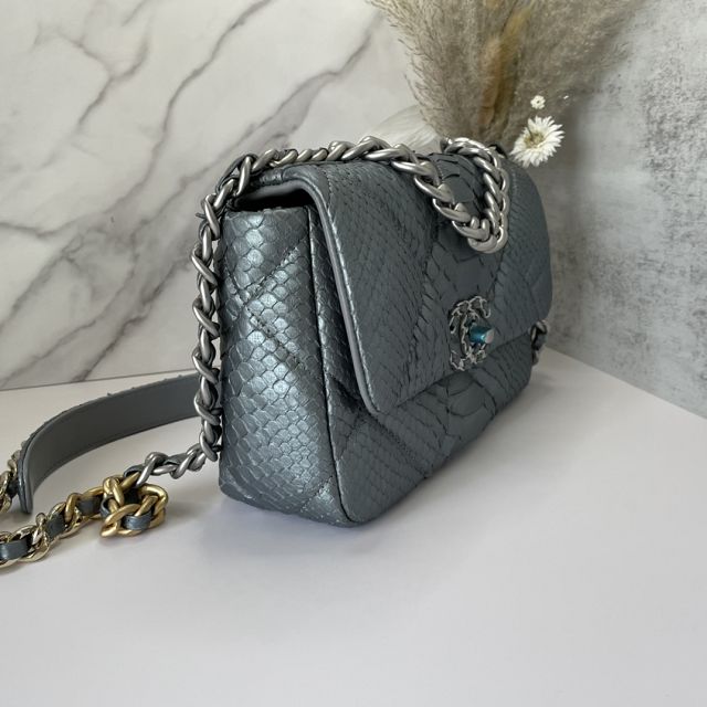 CC original python leather small flap bag bag AS1160 grey