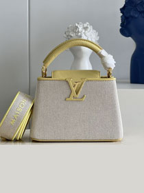 Louis vuitton original canvas capucines mini handbag M48865 yellow