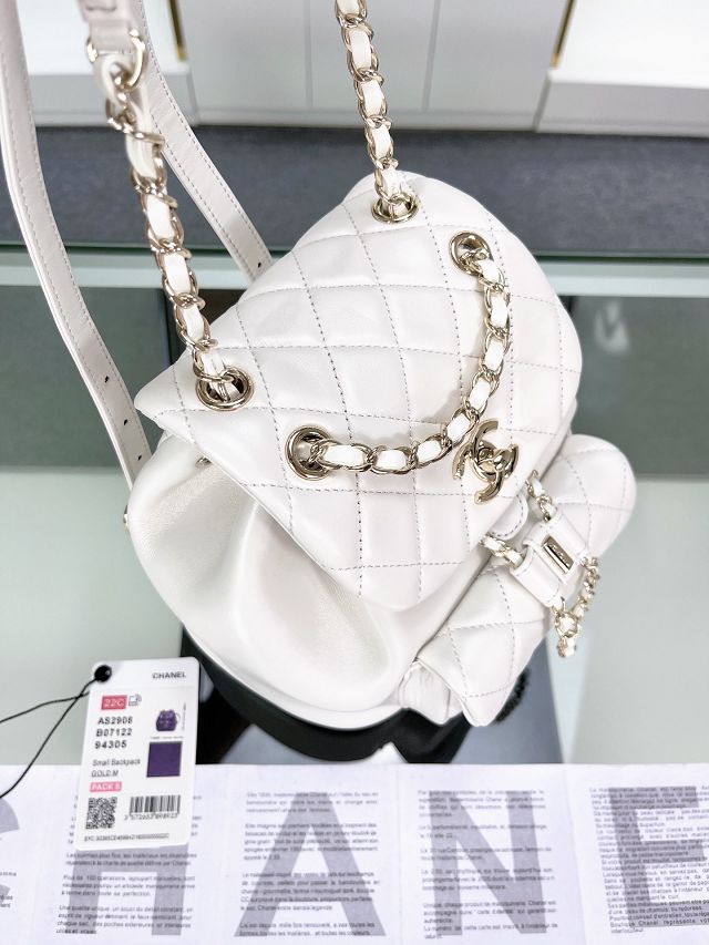 CC original lambskin mini backpack AS2908 white