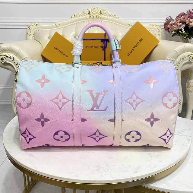 Louis vuitton original monogram canvas keepall 50 M59943 pink