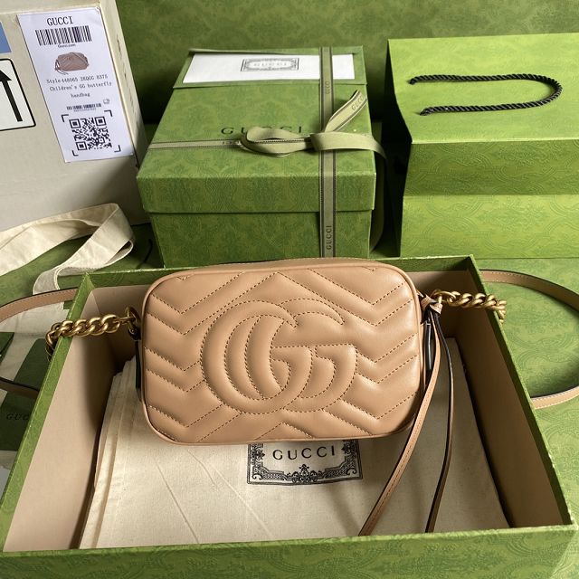 2022 GG marmont matelasse calfskin mini bag 448065 rose beige