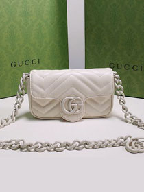 2022 GG original calfskin marmont belt bag 699757 white