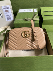 2022 GG original calfskin marmont small shoulder bag 447632 rose beige