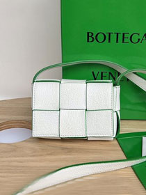 BV original grained calfskin mini cassette bag 666688 white&green