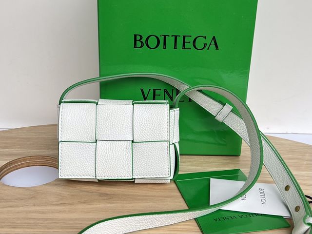 BV original grained calfskin mini cassette bag 666688 white&green