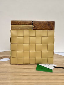 BV original lambskin square snap clutch bag 647747 cassava