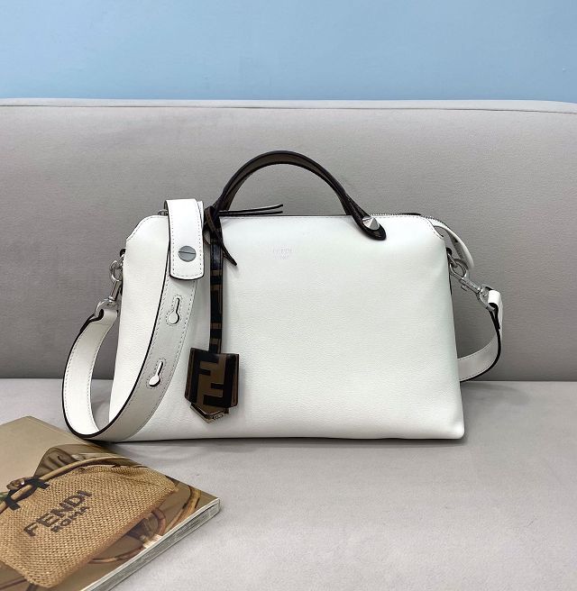 Fendi original calfskin medium by the way boston bag 8BL146 white