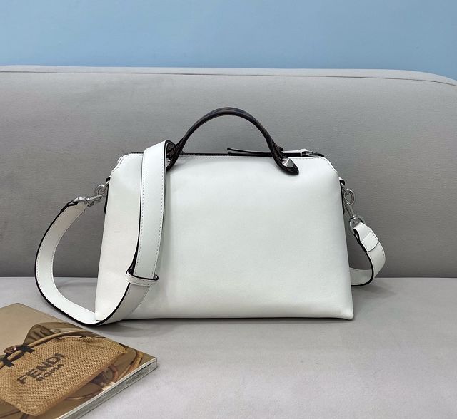 Fendi original calfskin medium by the way boston bag 8BL146 white