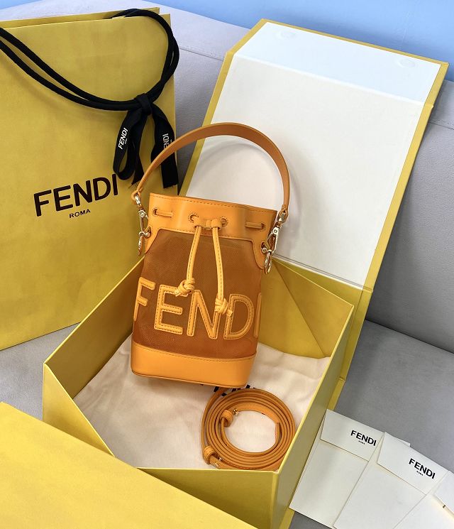 Fendi mesh small mon tresor bucket bag 8BS010 orange