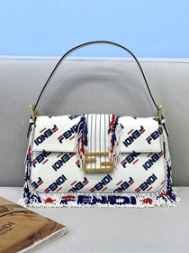 Fendi original calfskin medium baguette bag 8BR600-2 white