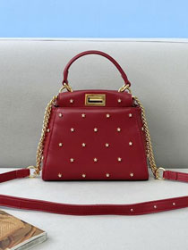 Fendi original calfskin mini peekaboo bag 8BN243-2 red