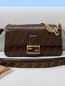 Fendi original fabric large baguette bag 8BR795 brown