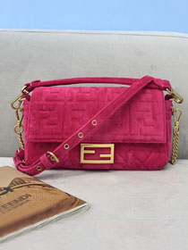 Fendi original velvet medium baguette bag 8BR600 rose red