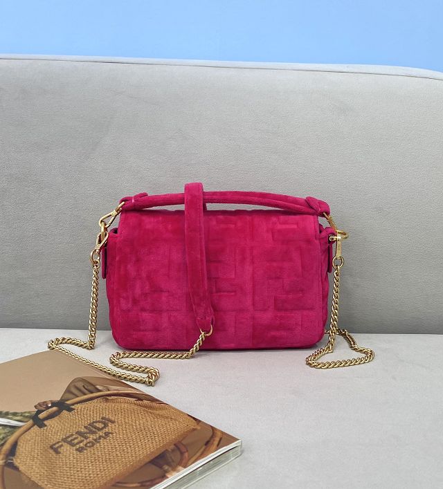 Fendi original velvet mini baguette bag 8BS017 rose red