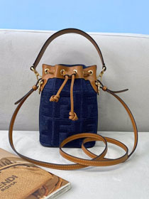 Fendi denim small mon tresor bucket bag 8BS010 blue