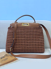 Fendi original lambskin medium peekaboo bag 8BN240 brown