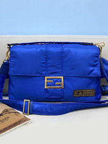 Fendi original nylon maxi baguette bag 8BR805 blue