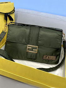 Fendi original nylon maxi baguette bag 8BR805 green