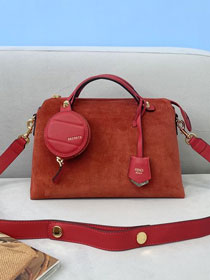 Fendi original suede medium by the way boston bag 8BL146 orange red